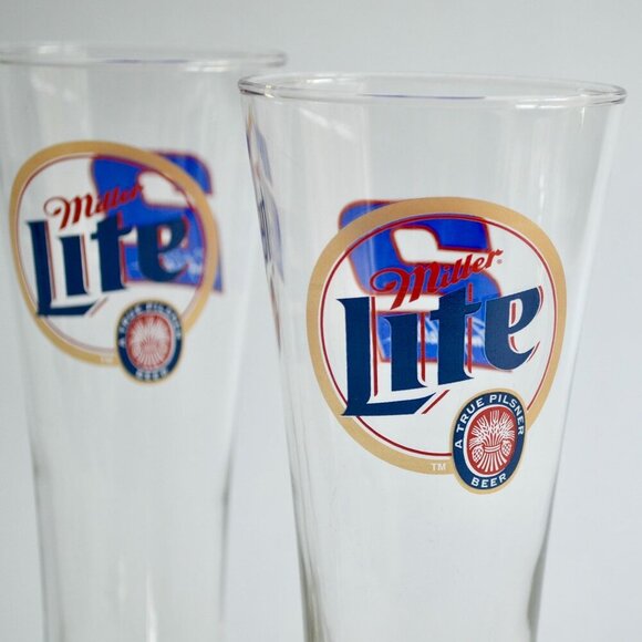 Set of 4 Miller Lite Rusty Wallace #2 Beer Pilsner Glasses Tall 8.5" NASCAR Raci - Picture 5 of 5